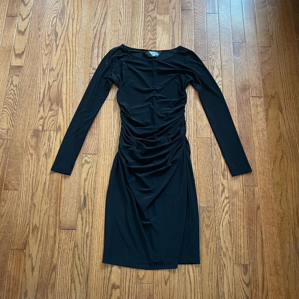 Kamalikulture Black Long Sleeved Ruched Dress Sz Small